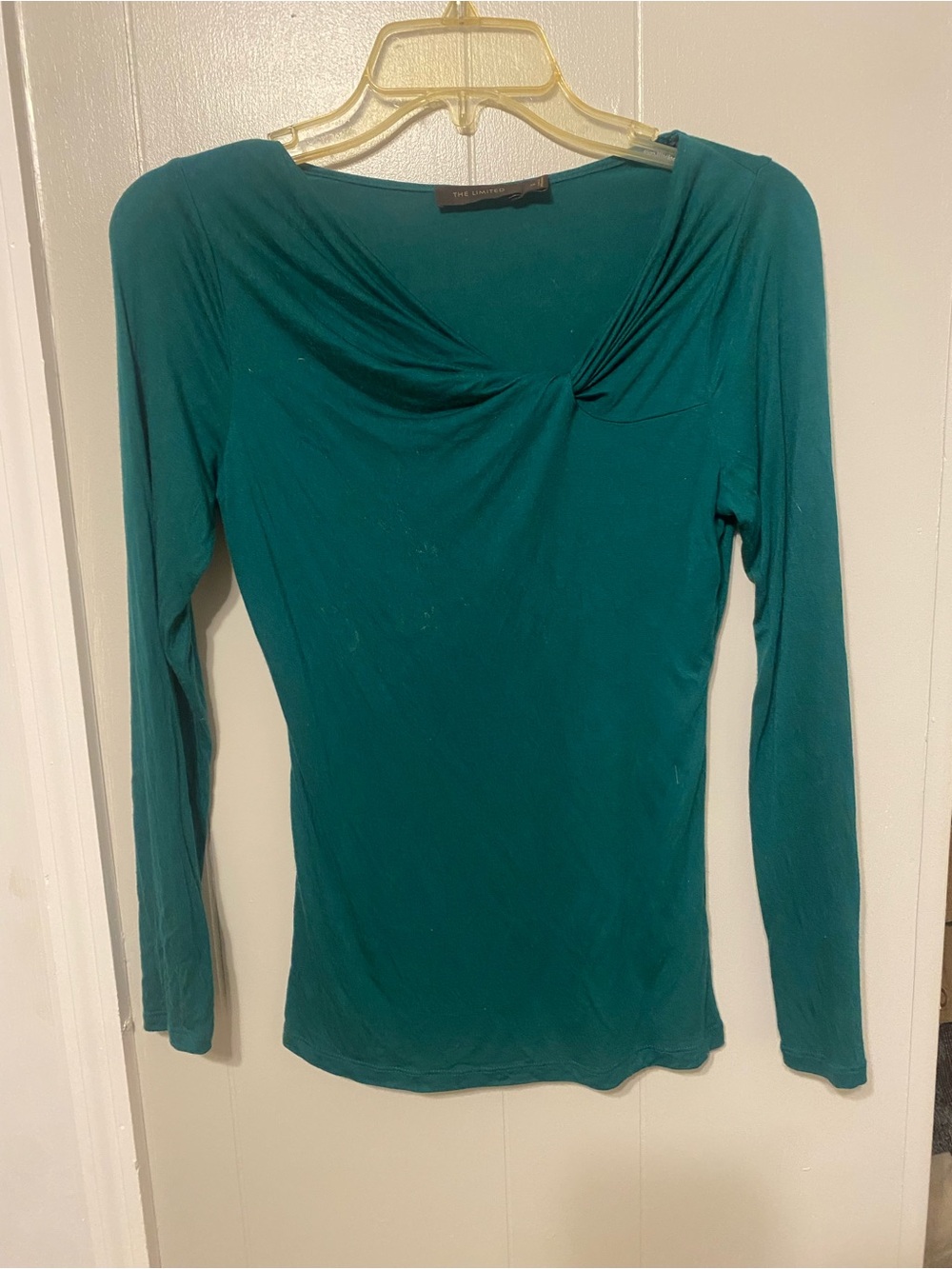 The Limited Teal Long-Sleeve Twist Front Top